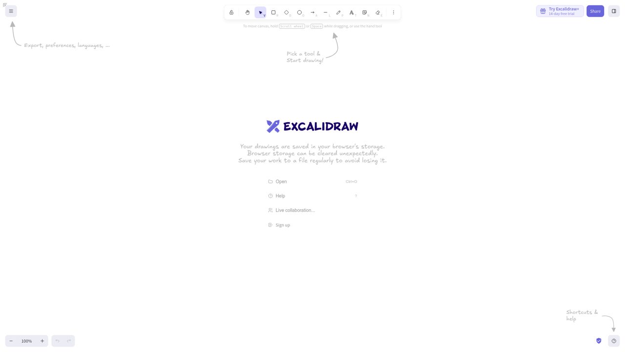 Screenshot of Excalidraw